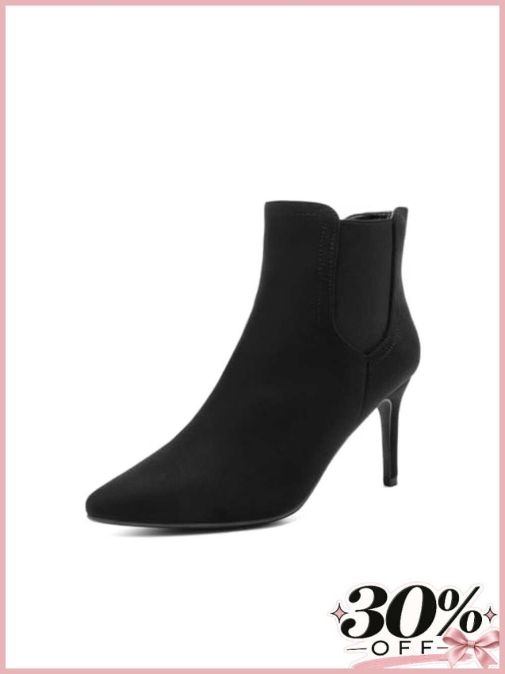 Women's Pointed Toe High Heel Ankle Booties Faux Suede Stiletto Heeled Boots